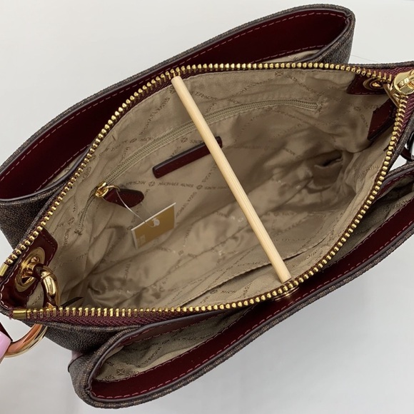 Michael Kors Nicole Lg Triple Compartment Crossbody Merlot - Picture 3 of 11